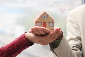 house on palms of man and  woman