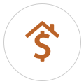 dollar sign under house icon